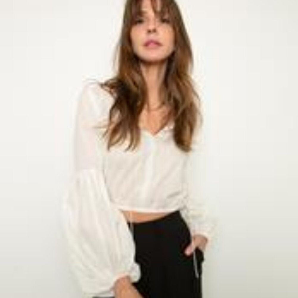 NWT GEORGIE Balloon Sleeve Blouse L